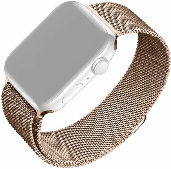 FIXED Mesh Strap pro Apple Watch 38/40/41mm, růžově zlatý