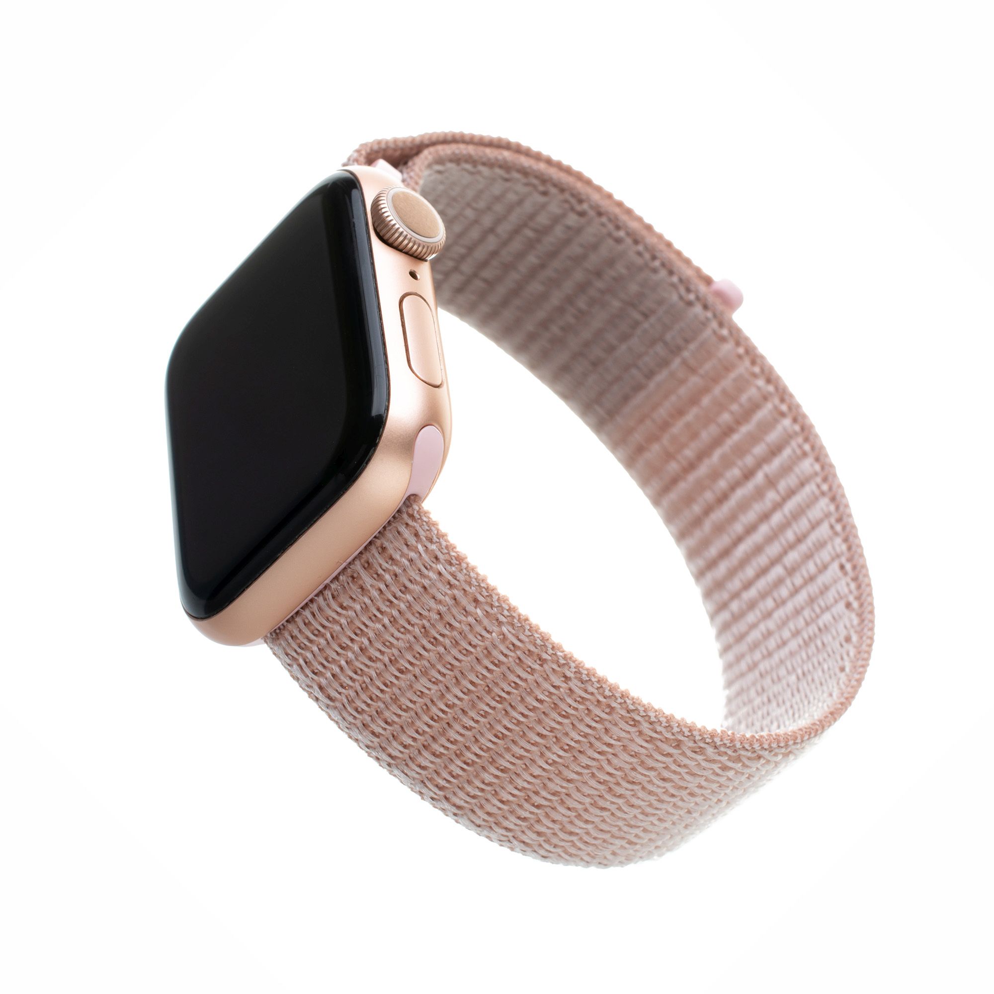 FIXED Nylon Strap pro Apple Watch  42/44/45/49mm, růžově zlatý
