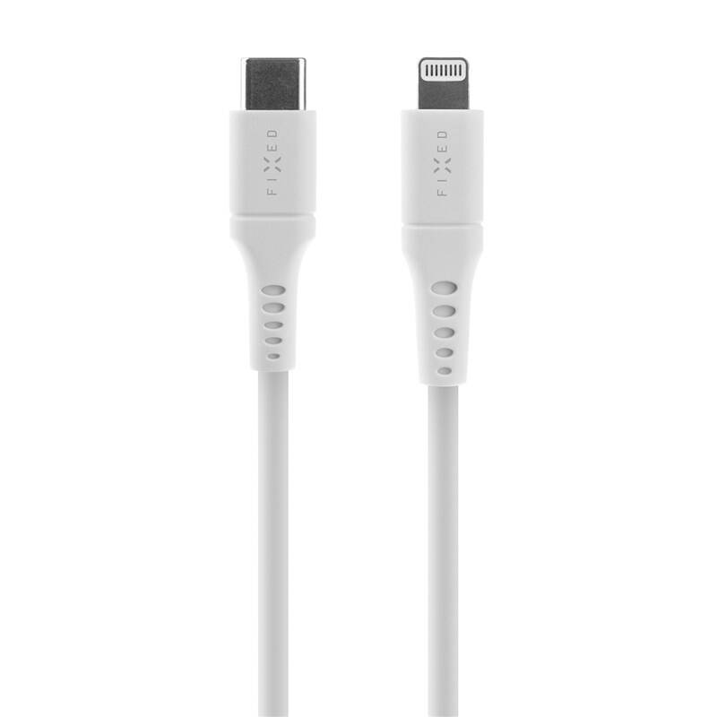 FIXED kabel USB-C/Lightning a podporou PD, 1.2m, MFi, bílý