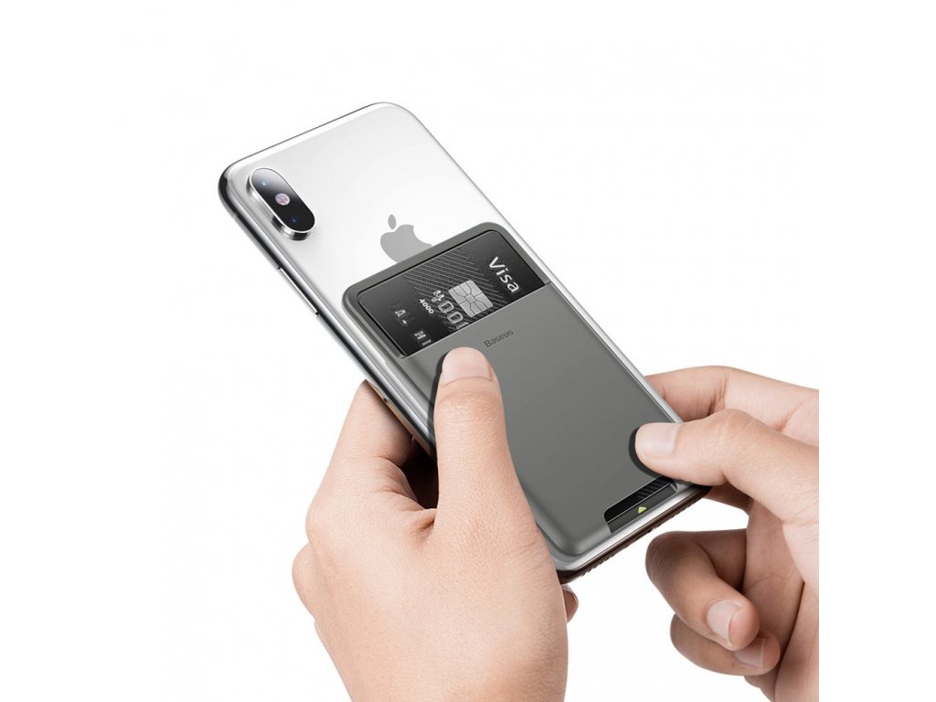 BASEUS ACKD-A0G samolepicí pouzdro na kreditní karty, tmavě šedé