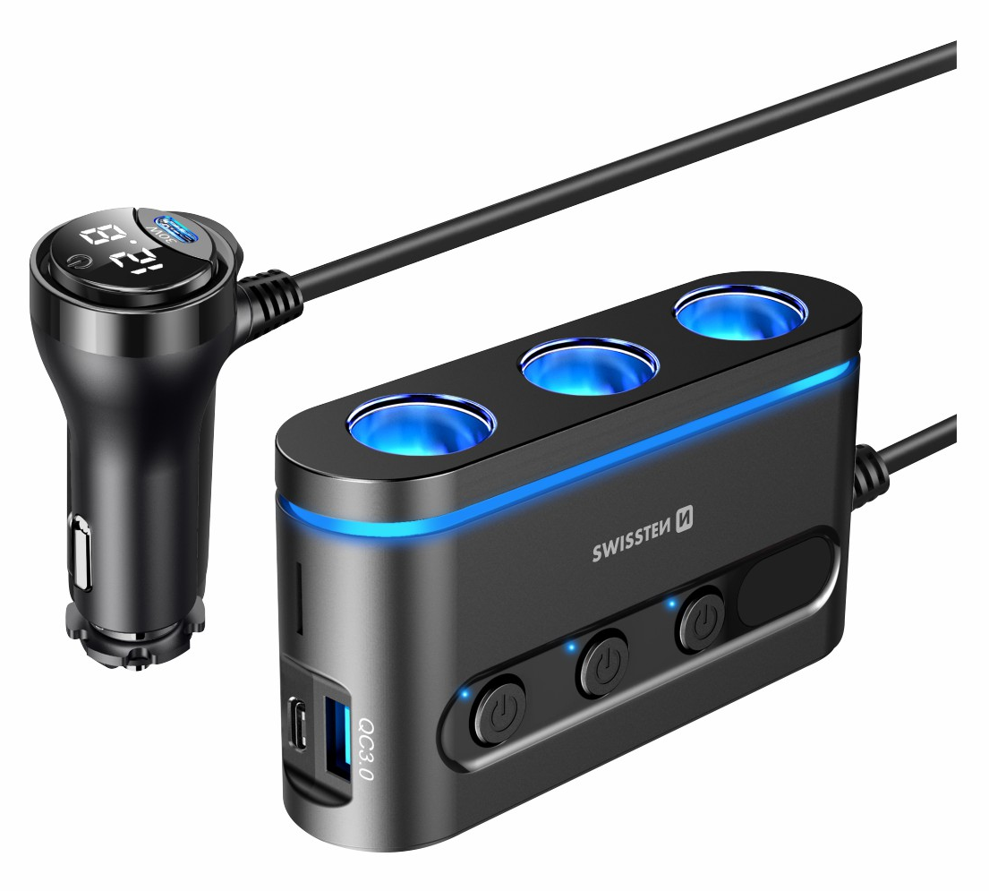 SWISSTEN autoadaptér s výstupem 3xCL 