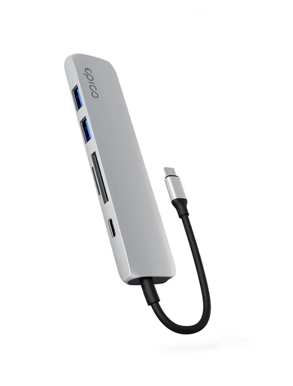 Epico 6in1 Aluminium Hub 8K with USB-C connector - stříbrná