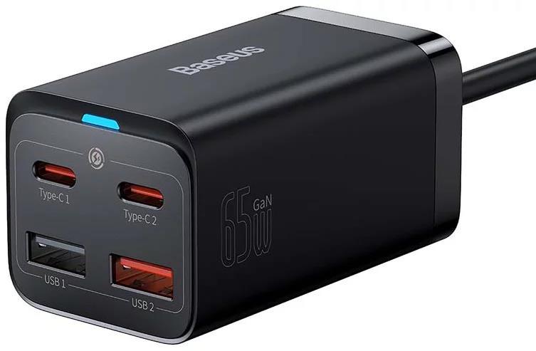 Baseus GaN3 Pro, 2x USB-C, 2x USB 65W černá