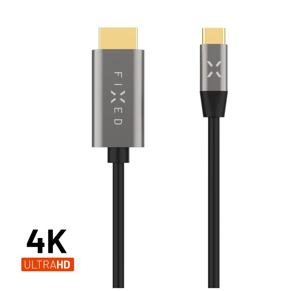 FIXED kabel USB-C/HDMI, USB-C 3.1 Gen 2 18Gbps, HDMI 2.0 4K60Hz, 2m, šedý