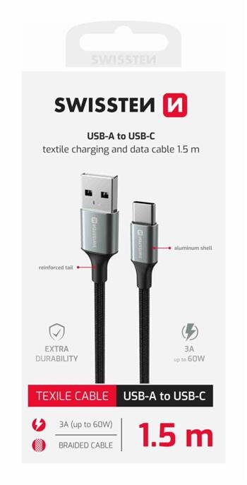 SWISSTEN 71521309 USB-A/USB-C 1,5m, černý