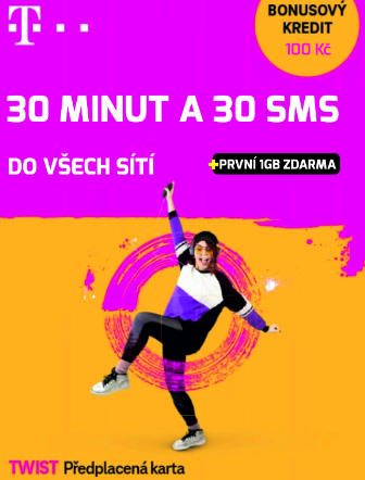 T-Mobile TWIST SIM KARTA - 150,- Kč ZDARMA 30 MINUT, 30 SMS A 1 GB DAT, 100,- kredit