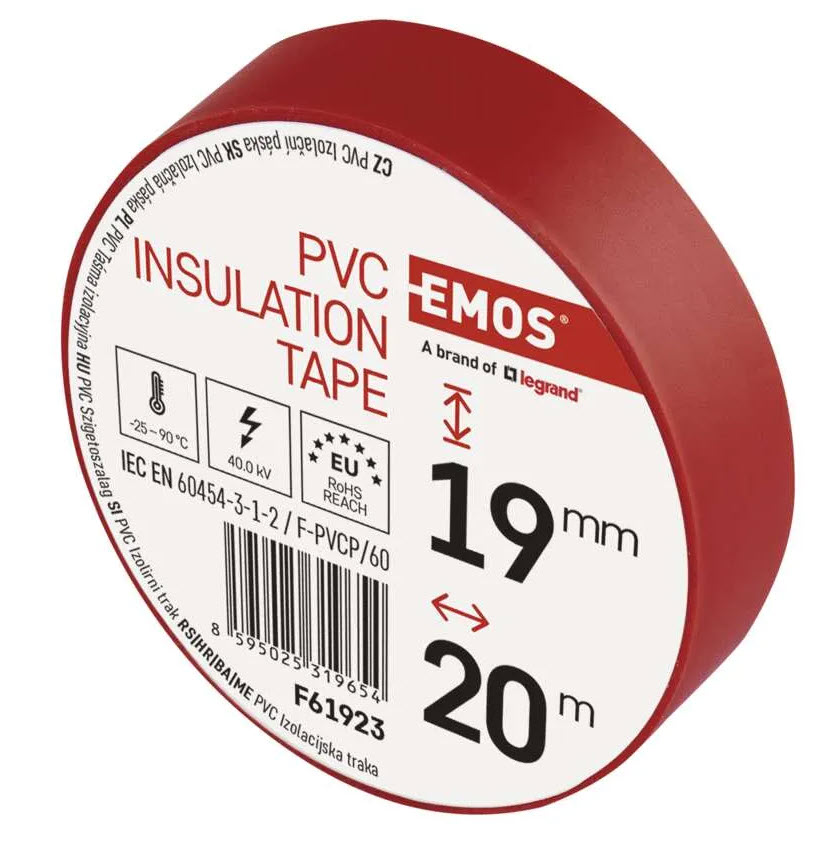 EMOS F61923 PVC 19mm / 20m červená - izolační páska