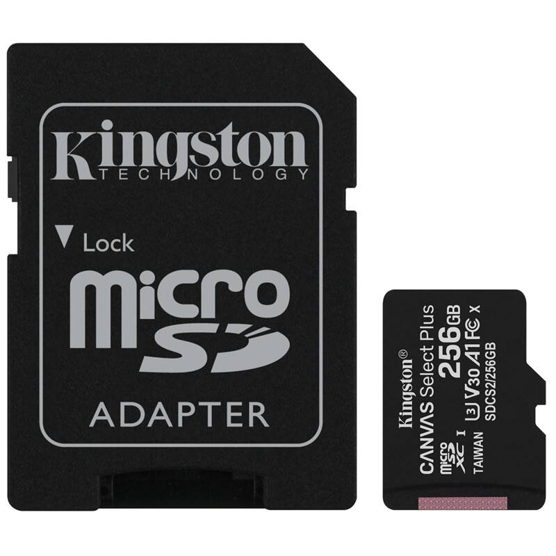 Kingston microSDXC 256GB 100MB/s + SD adaptér