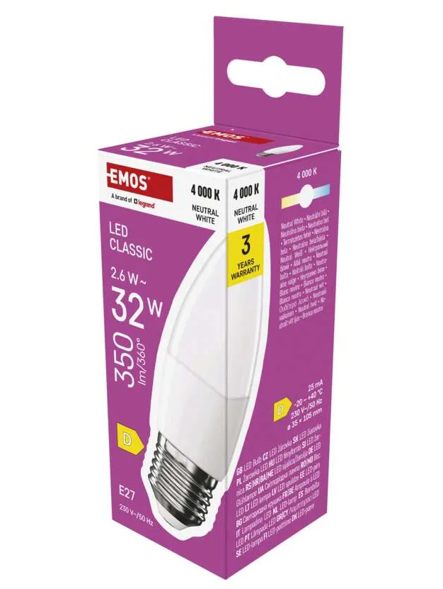 EMOS ZQ4D13 Classic svíčka / E27 / 2,6 W (32 W) / 350 lm