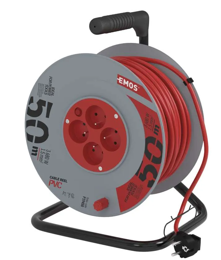 EMOS P19450 50 m / 4 zásuvky / červený