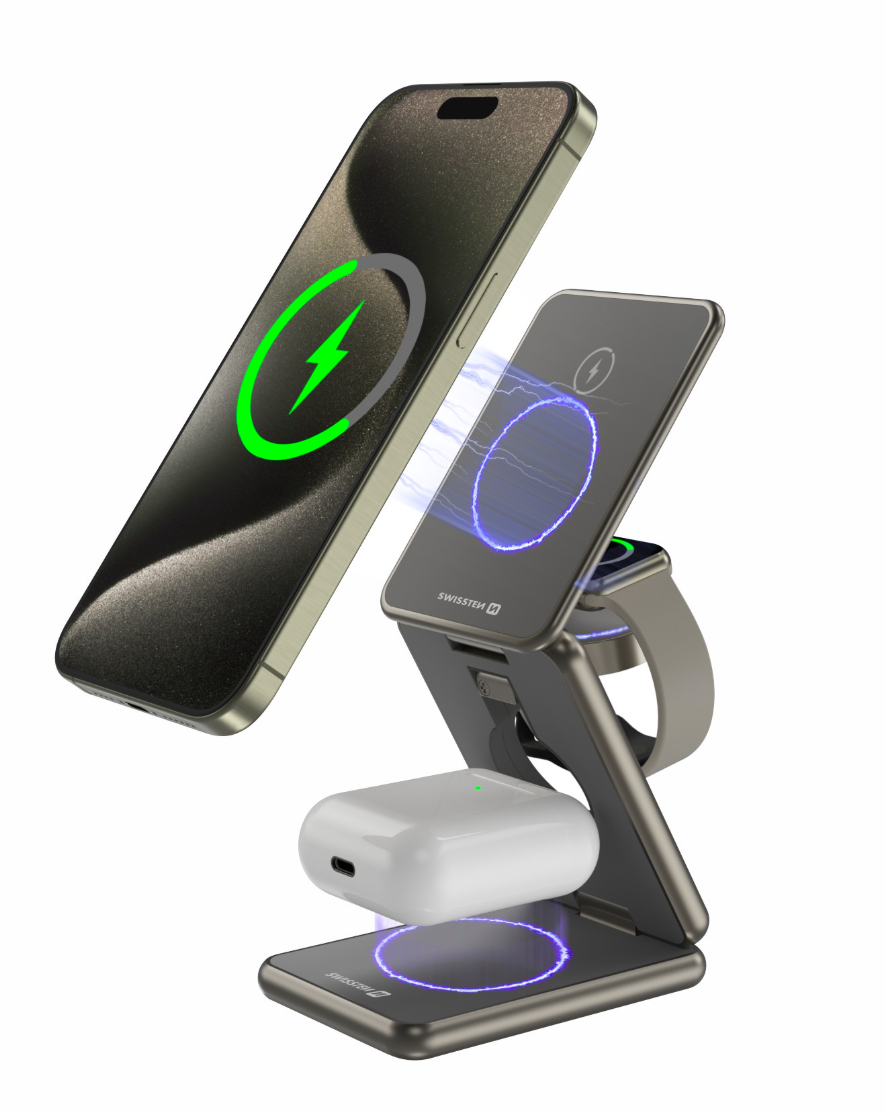 SWISSTEN Foldable 3v1 bezdrátová nabíječka
