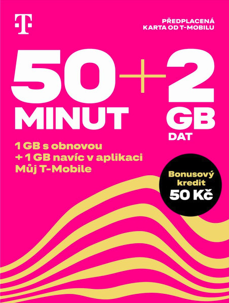 T-Mobile TWIST Standard 50 minut + 2 GB dat s kreditem 50 Kč