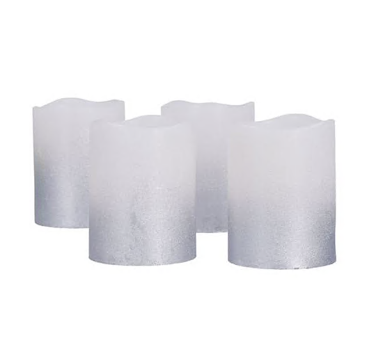 Solight 1V284 sada LED svíček s časovačem, 4x svíčka, 6,5cm, stříbrná barva, 4xCR2032