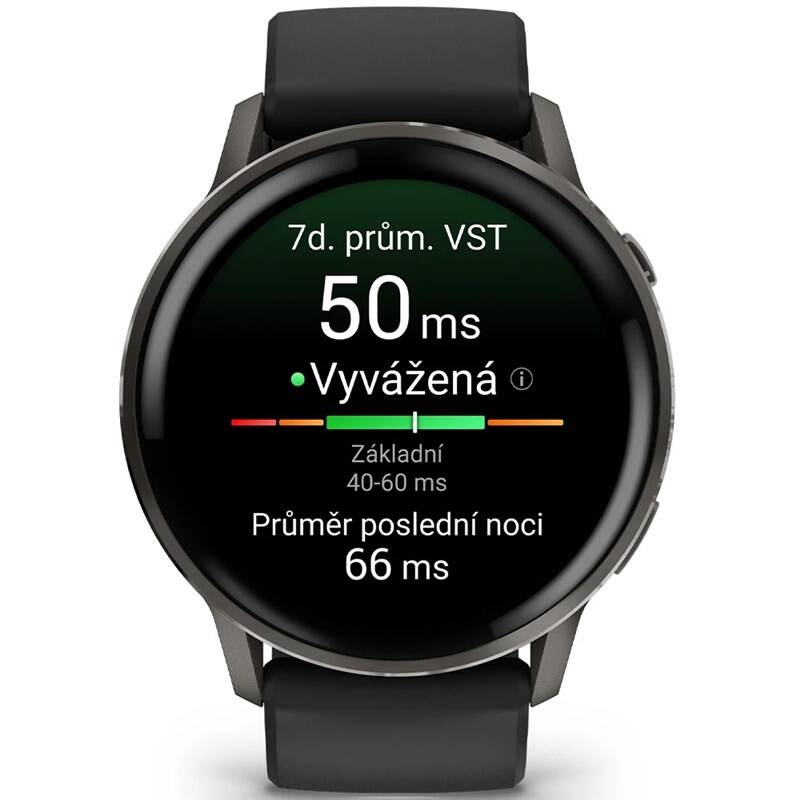 Garmin Venu 4 Slate / Černý silikonový řemínek