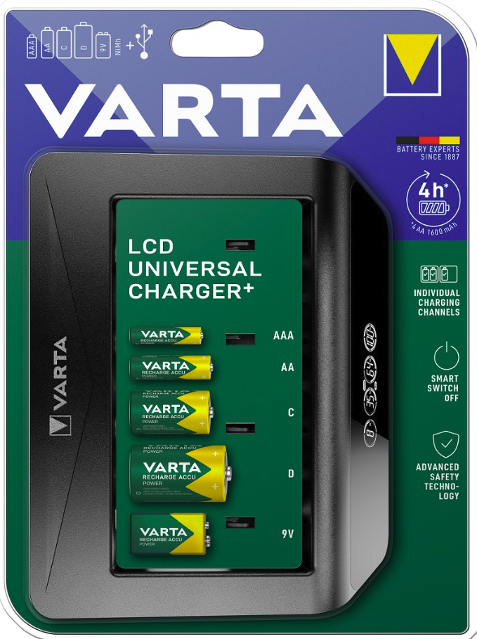 VARTA NA57688 Universal 1-4 AA, AAA, C, D, 1x 9V, 1x USB