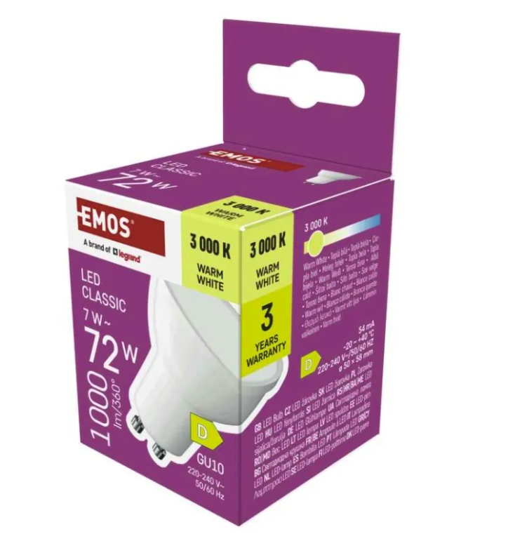 Emos LED žárovka GU10 7 W teplá bílá