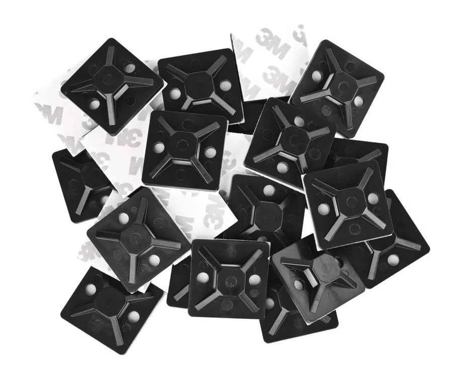 EMOS samolepicí příchytka stahovacího pásku 30 × 30 mm černá 25 ks