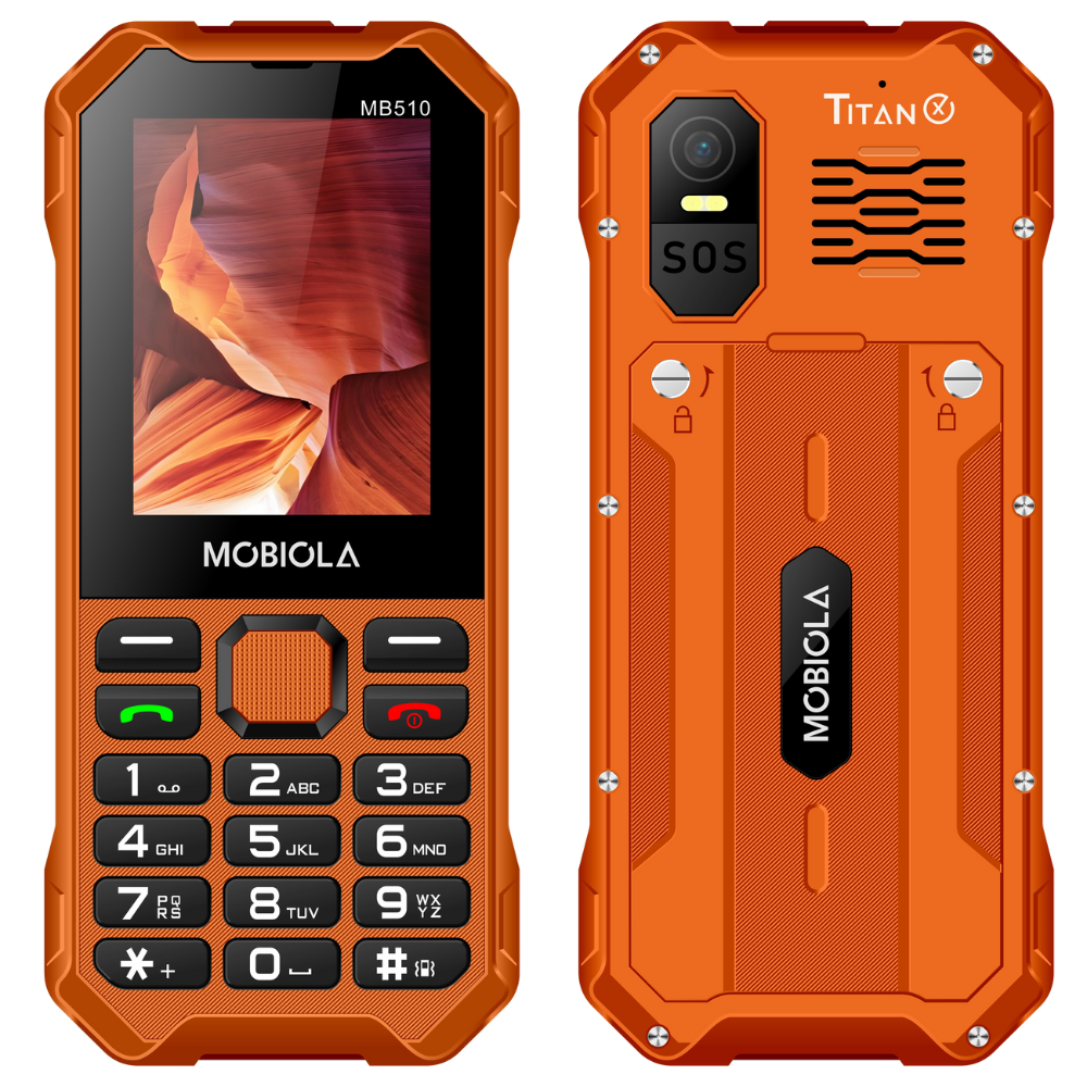 MB510 TitanX oranžový – odolný tlačítkový telefon