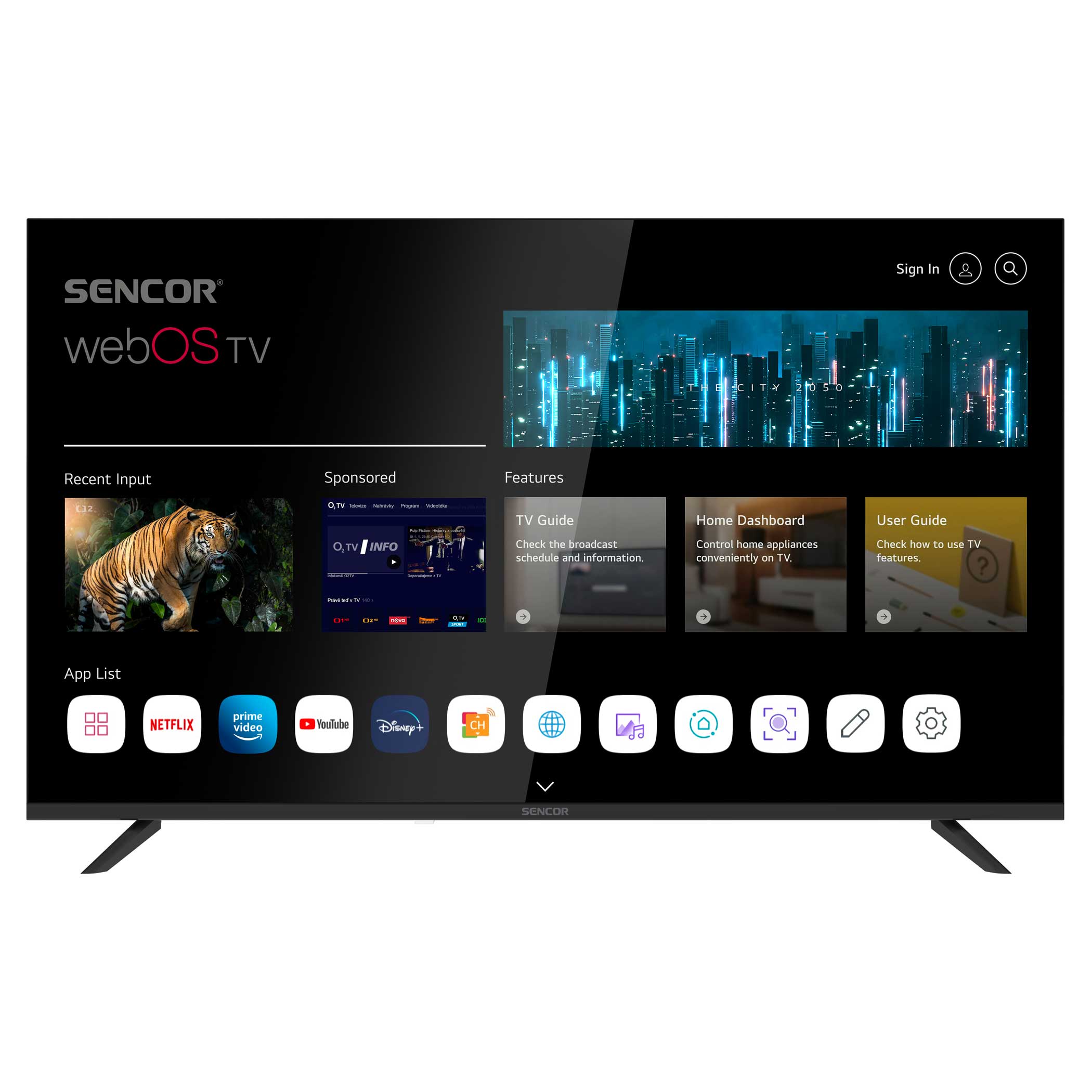 Sencor SLE 43US804B, LED televize 43″ UHD, webOS, černá