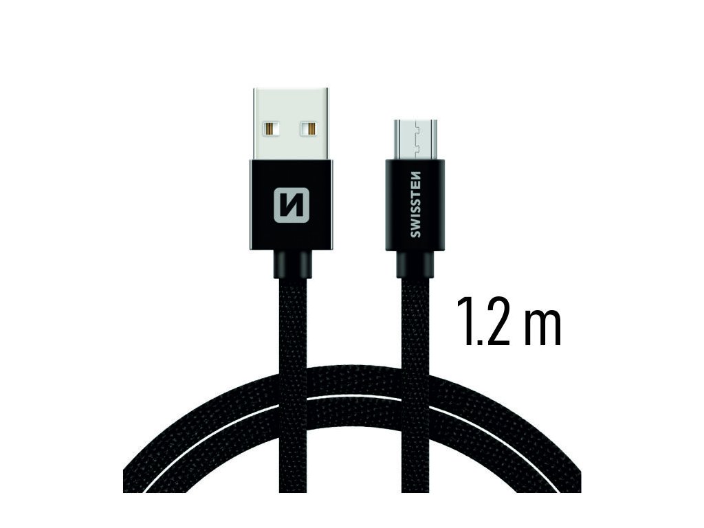 SWISSTEN TEXTILE USB-A/Micro USB 1,2m, černý 71522201 