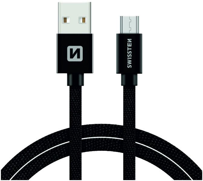 SWISSTEN dat.k.textileUSB/micUSB 2m blk