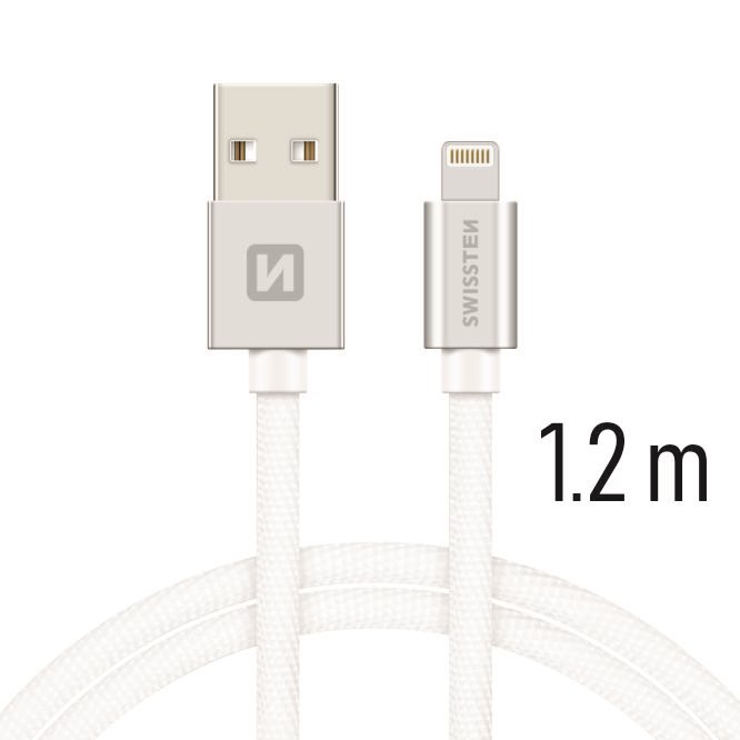 SWISSTEN TEXTILE USB/LIGHTNING 1,2m slv