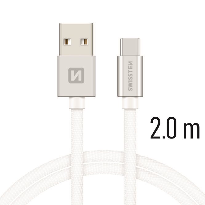 SWISSTEN TEXTILE USB/USB-C 2,0m silver