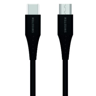 SWISSTEN dat.kab.USB-C/micUSB 0,4m černý