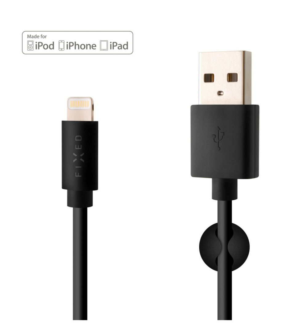 FIXED USB-A/Lightning, 1m, MFI, černý