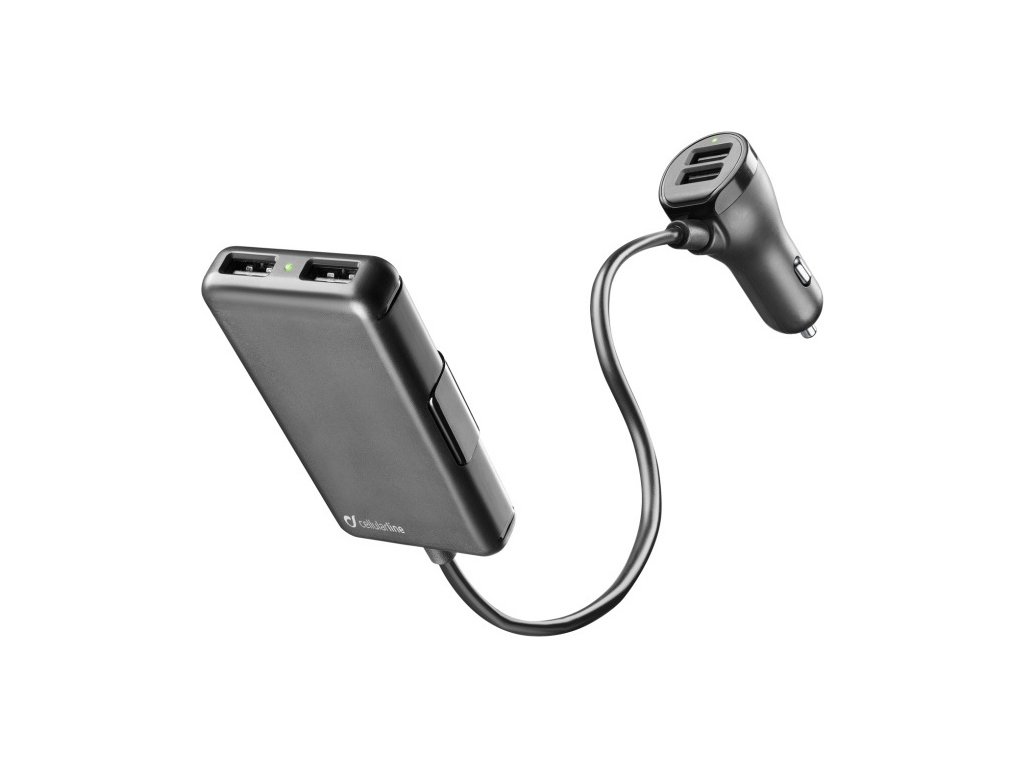 Cellularline autonabíječka s 4 x USB, 7.2 A, černá